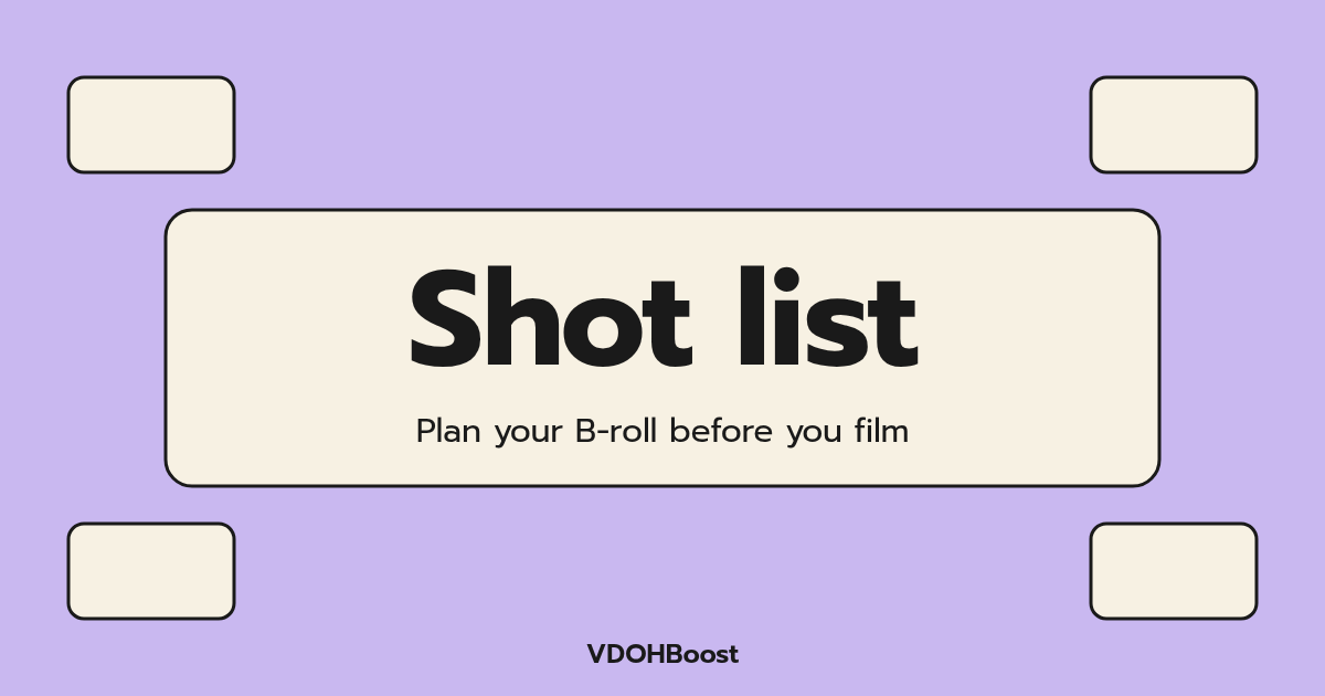 Title card: Shot list, Plan your B-roll before you film