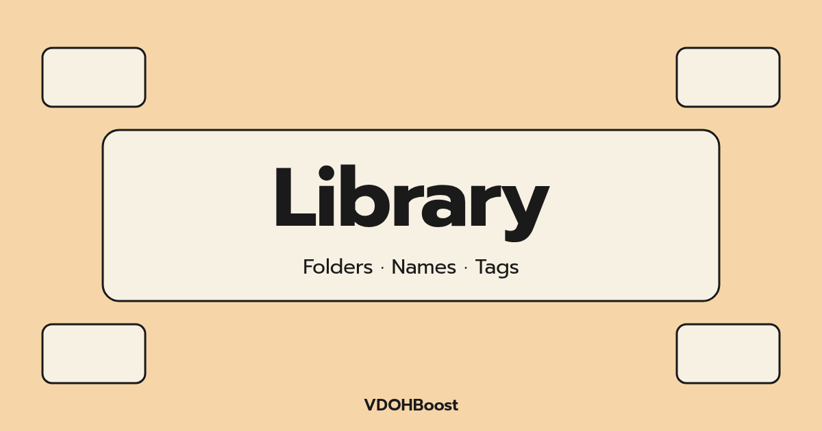 Title card: Library, Folders · Names · Tags